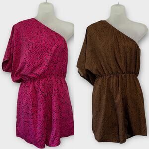 Bundle of 2 one shoulder romper animal print size medium